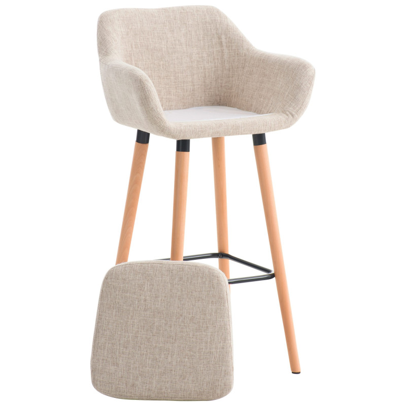 Tabouret de bar en tissu Grant crème