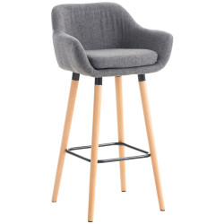 Tabouret de bar en tissu Grant gris clair