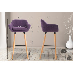 Tabouret de bar en tissu Grant violet