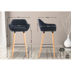 Tabouret de bar en tissu Grant noir