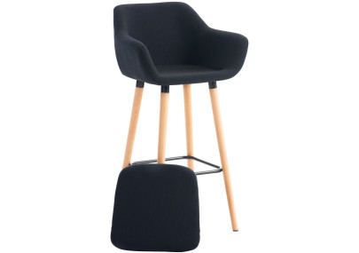 Tabouret de bar Grant, tissu noir