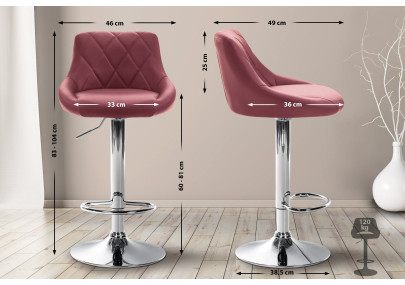 Tabouret de bar Lazio similicuir chromé bordeaux
