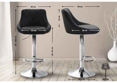 Tabouret de bar Lazio similicuir chrome noir