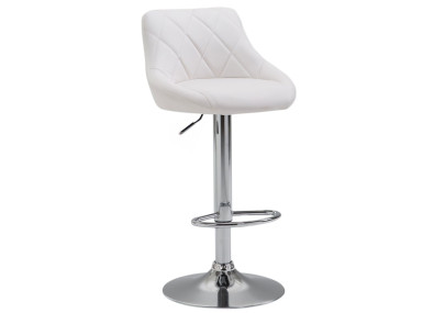 Tabouret de bar Lazio similicuir chromé blanc