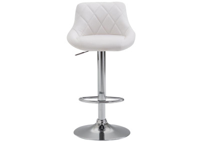 Tabouret de bar Lazio, similicuir, chromé, blanc