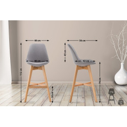 Tabouret de bar Cannes, tissu Natura gris