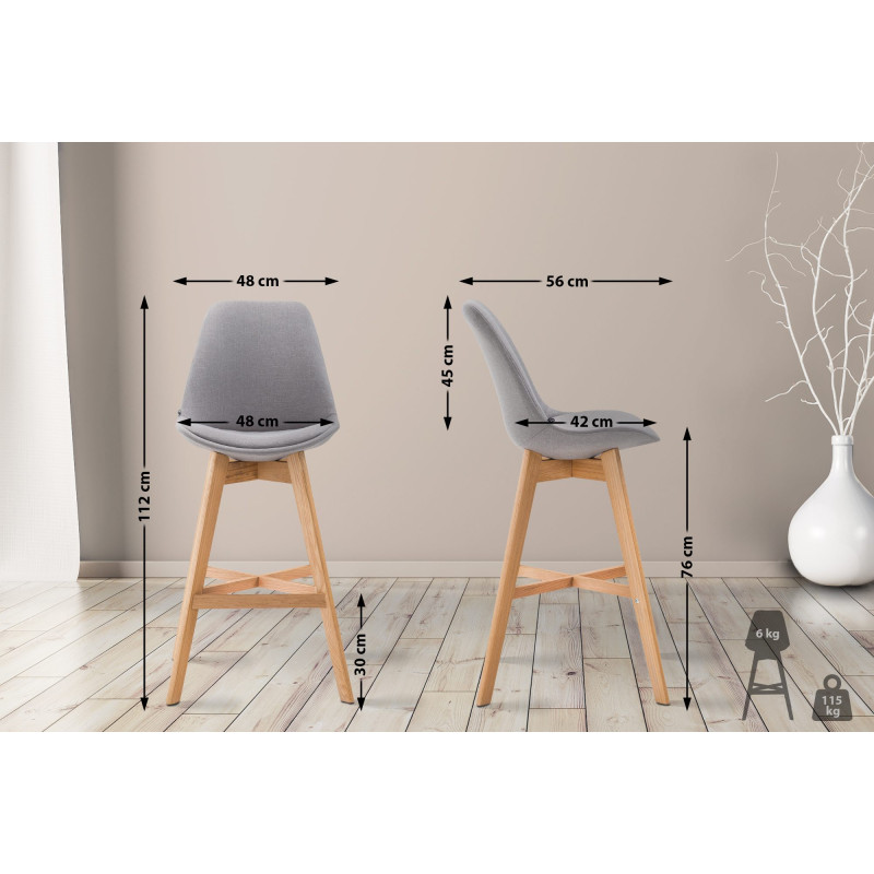 Tabouret de bar Cannes tissu Natura gris