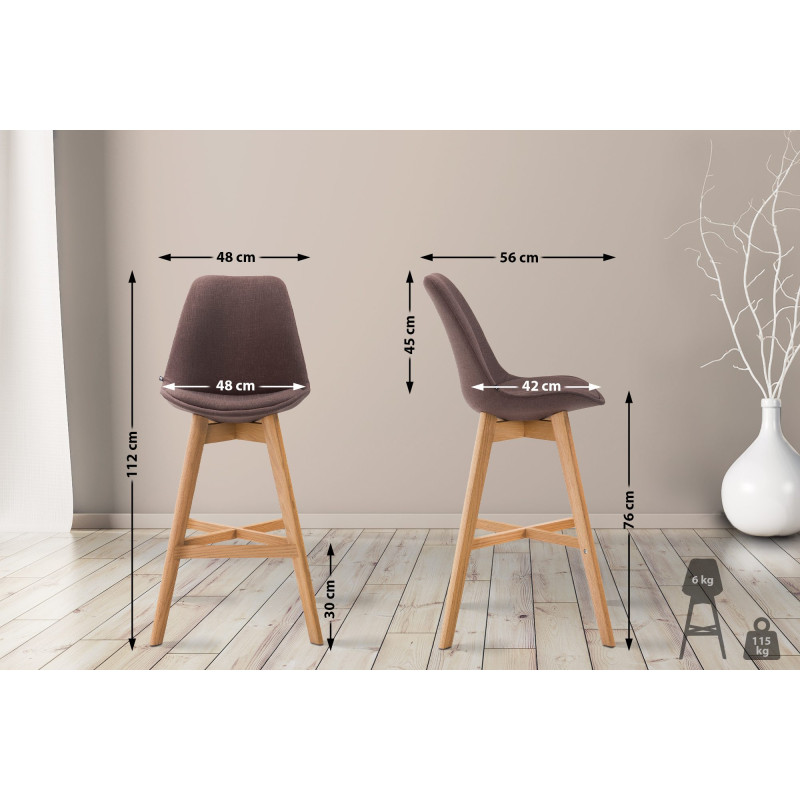 Tabouret de bar Cannes, tissu Natura brun
