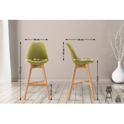 Tabouret de bar Cannes, tissu Natura vert