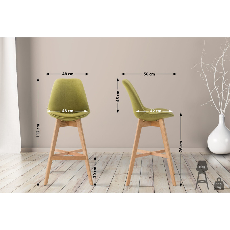 Tabouret de bar Cannes, tissu Natura vert