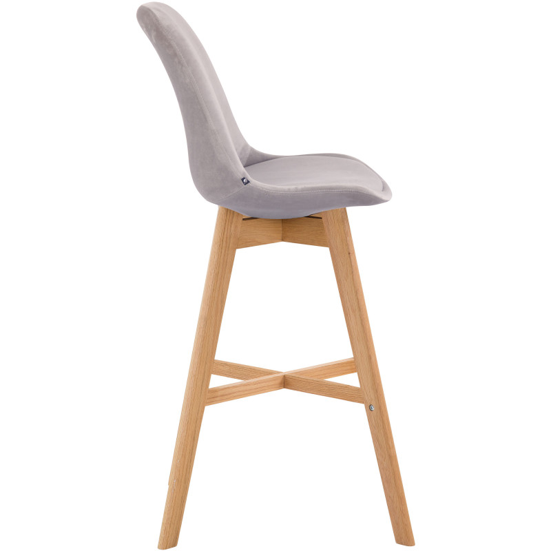 Tabouret de bar Cannes velours gris natura