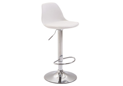 Sgabello di design KIEL in polipropilene e similpelle cromo,bianco