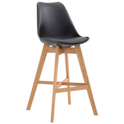 Tabouret de bar Cannes, plastique, finition naturelle noir