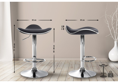 Tabouret de bar Shanghai en cuir artificiel C noir