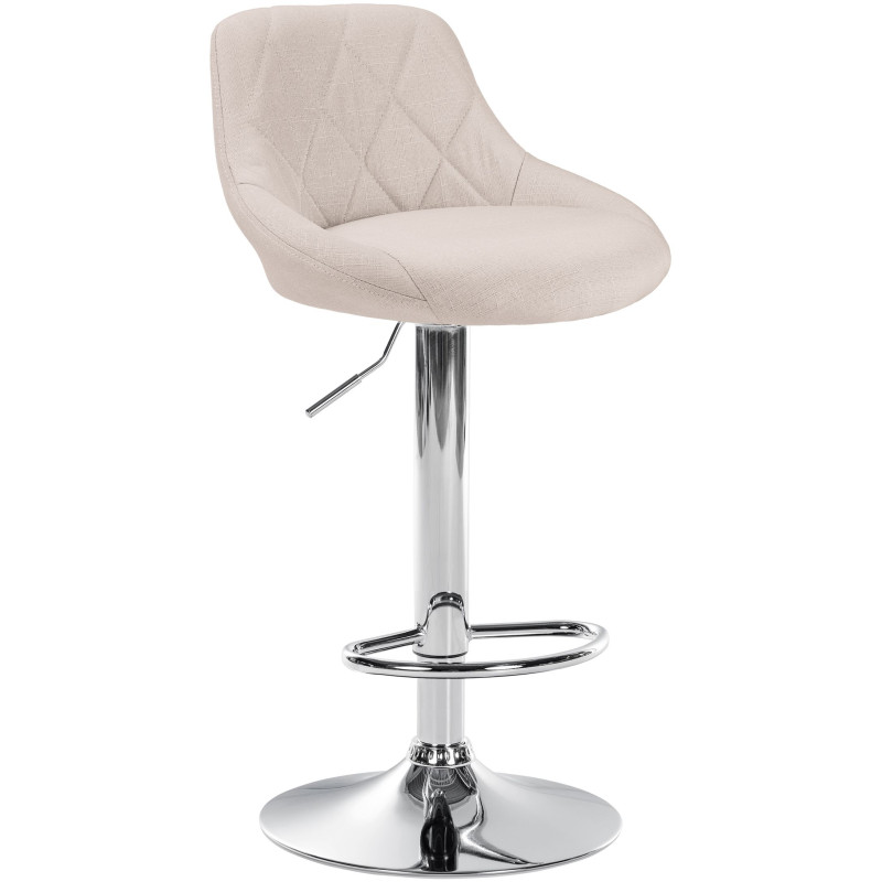 Tabouret de bar Lazio, tissu, chrome crème