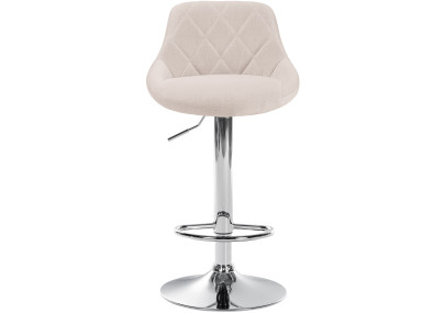 Tabouret de bar Lazio, tissu, chrome, crème