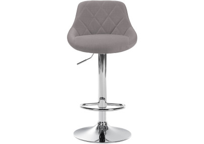 Tabouret de bar Lazio, tissu, gris chromé
