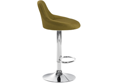 Tabouret de bar Lazio, tissu, chrome, vert