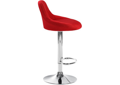 Tabouret de bar Lazio, tissu, chrome, rouge