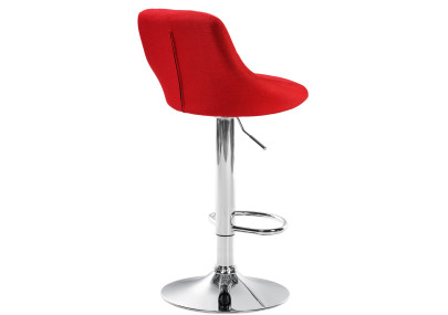 Tabouret de bar Lazio, tissu, chrome, rouge