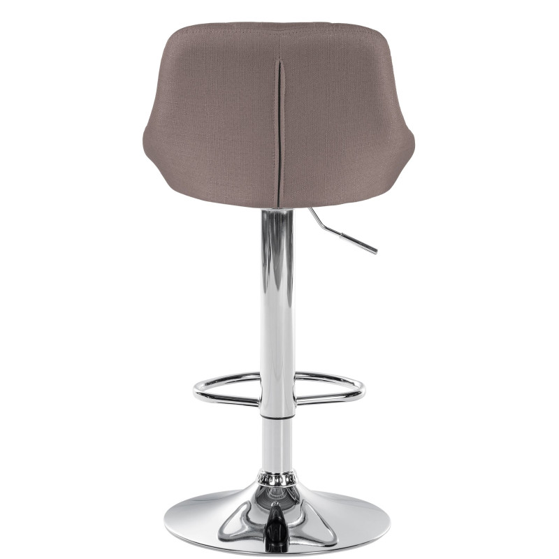 Tabouret de bar Lazio, tissu, chrome taupe