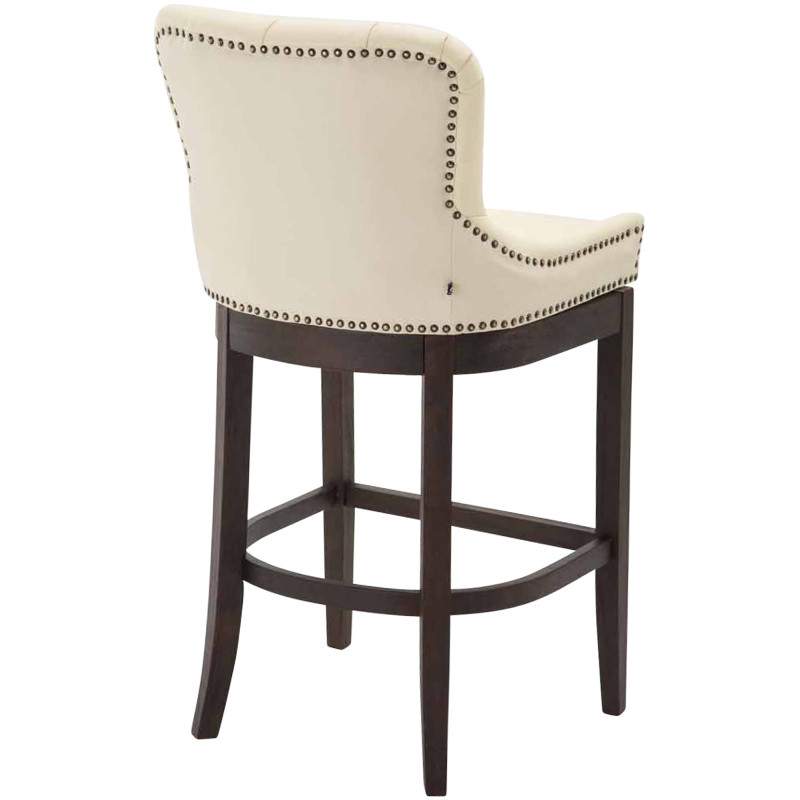 Tabouret de bar Lakewood en cuir véritable, style antique crème