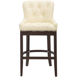 Tabouret de bar Lakewood en cuir véritable, style antique crème
