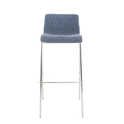 Sgabello Bar HOVER in Tessuto blu,cromo