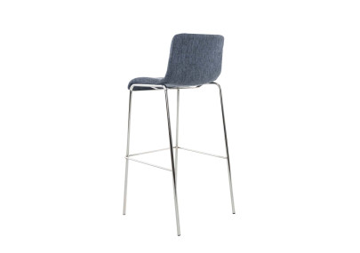 Tabouret de bar Hoover tissu 4 pieds structure chrome bleu