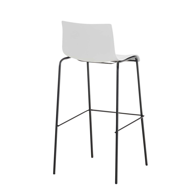 Tabouret de bar Hoover, piètement à 4 pieds, noir blanc