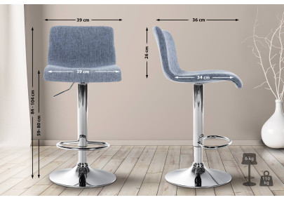 Tabouret de bar Hoover tissu C bleu