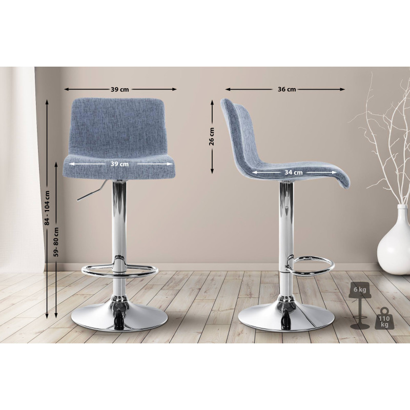 Tabouret de bar Hoover, tissu C bleu
