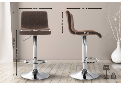 Tabouret de bar Hoover, tissu C, marron