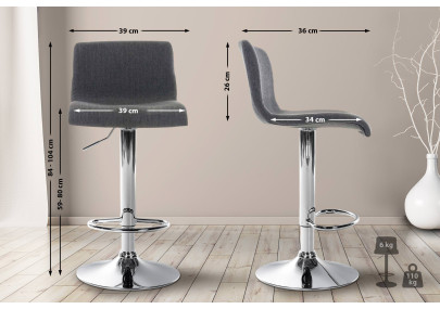 Tabouret de bar Hoover tissu C gris foncé