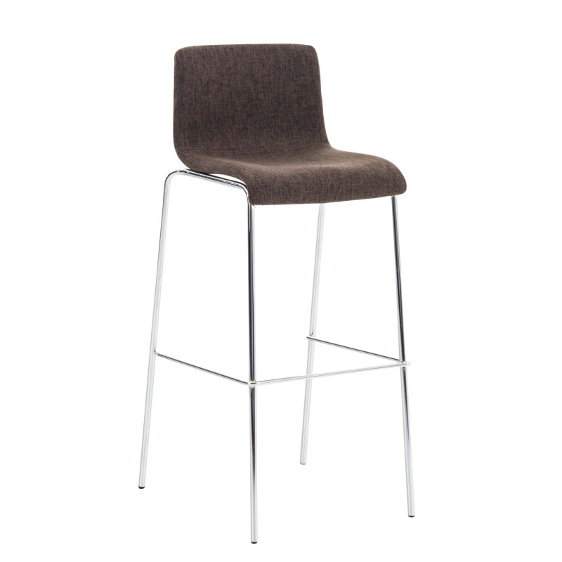 Tabouret de bar Hoover, tissu, piètement à 4 pieds, chromé brun