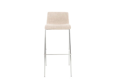 Tabouret de bar Hoover, tissu, piètement à 4 pieds, chromé, crème