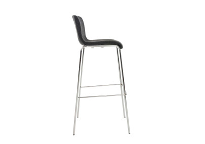 Tabouret de bar Hoover, tissu, piètement à 4 pieds, chromé, gris foncé