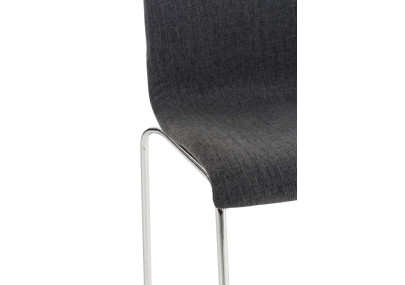 Tabouret de bar Hoover tissu 4 pieds structure chrome gris foncé