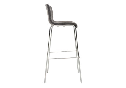 Tabouret de bar Hoover, tissu, piètement à 4 pieds, chromé, gris clair