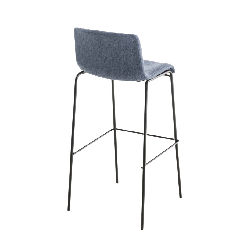 Tabouret de bar Hoover, tissu, piètement à 4 pieds, noir bleu