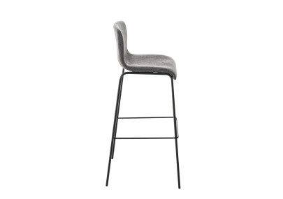 Tabouret de bar Hoover, tissu, piètement à 4 pieds, noir/gris clair
