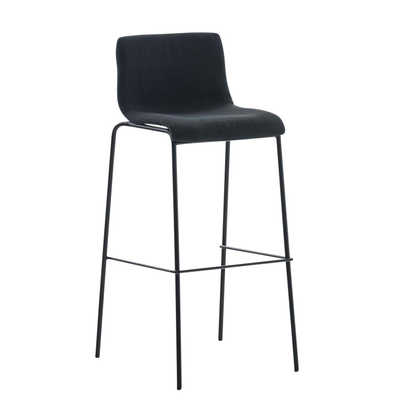 Tabouret de bar Hoover, tissu, piètement à 4 pieds, noir noir