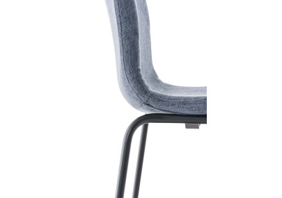 Lot de 2 tabourets de bar Hoover tissu structure 4 pieds noir bleu