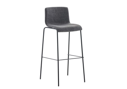 Lot de 2 tabourets de bar Hoover, revêtement en tissu, piètement à 4 pieds, noir/gris clair