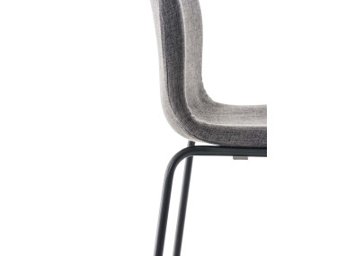 Lot de 2 tabourets de bar Hoover tissu structure 4 pieds noir gris clair