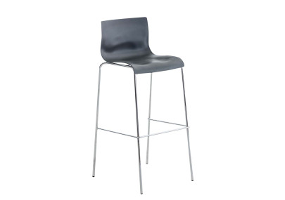 Lot de 2 tabourets de bar Hoover, en plastique, piètement à 4 pieds, gris chromé