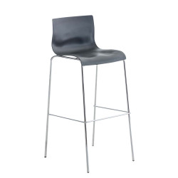 Lot de 2 tabourets de bar Hoover, en plastique, structure à 4 pieds, chromés gris