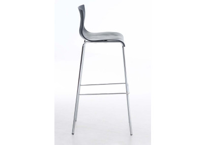 Lot de 2 tabourets de bar Hoover en plastique, structure à 4 pieds, gris chrome