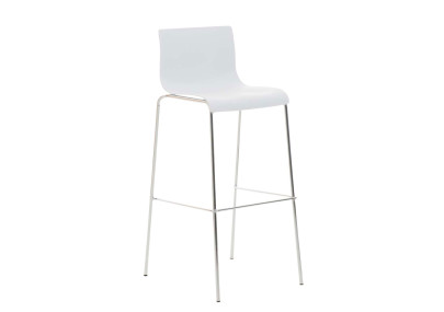 Lot de 2 tabourets de bar en plastique Hoover avec cadre chromé et blanc à 4 pieds