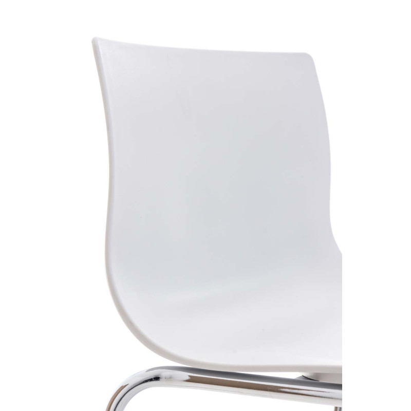 Set 2x Taburete Hover con Asiento de Plástico & Base de Metal Blanco,Cromado